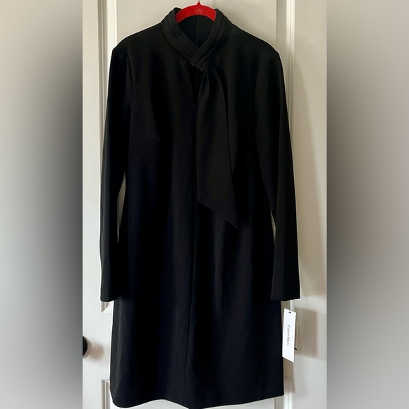 Calvin Klein Black L/S Keyhole Sheath Minidress New w/tags Polyester/Spandex - Picture 4 of 7